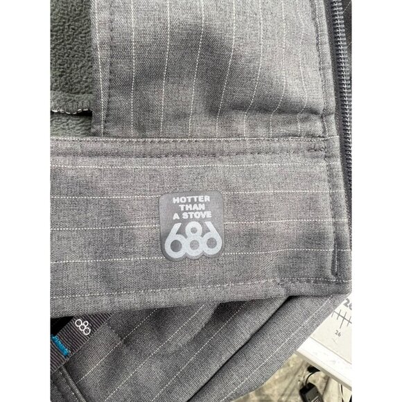 686 Men’s Sz. L Waterproof Hooded Snowboard Jacket Gray Pinstripe - Picture 9 of 11